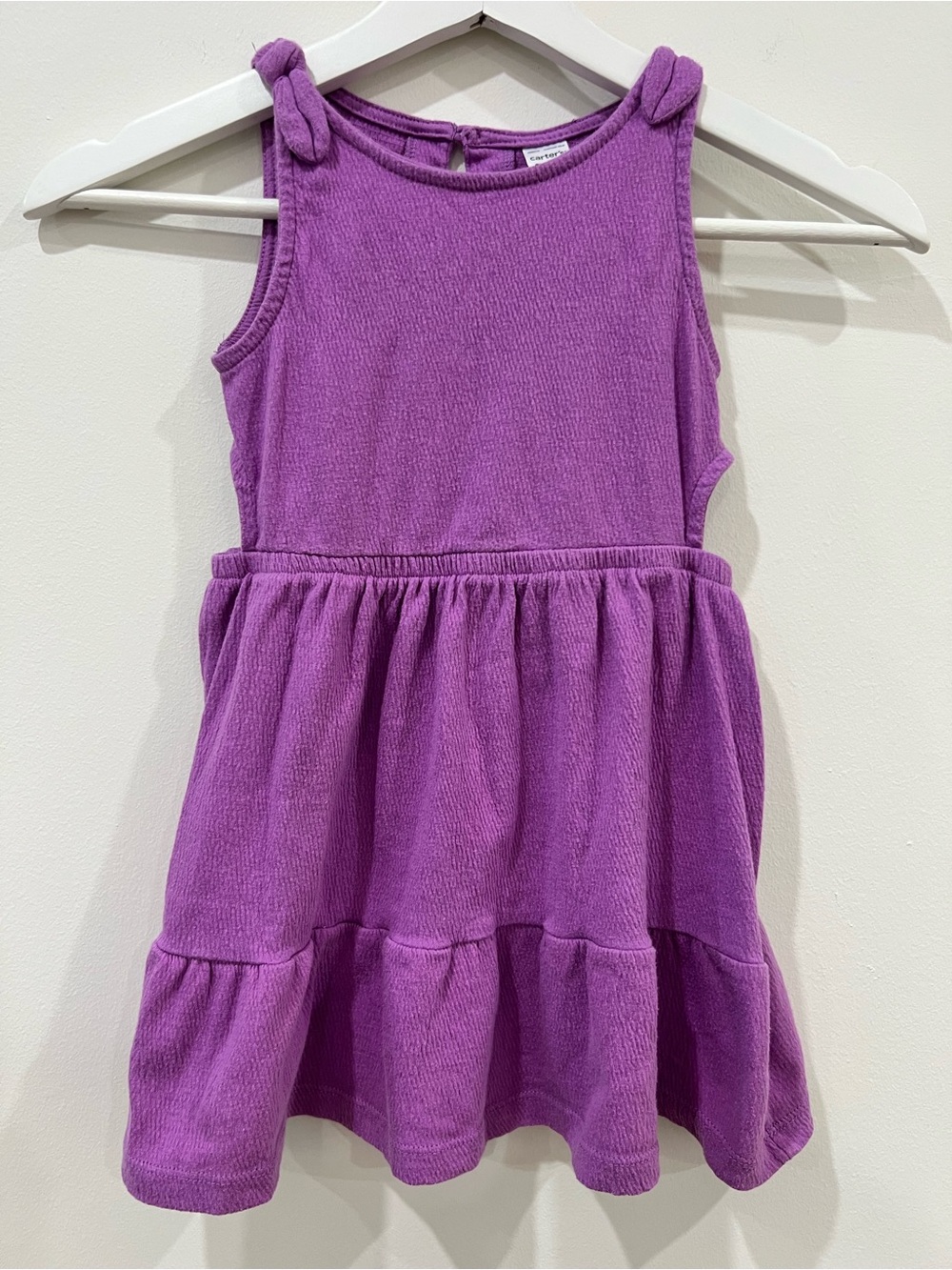 Carter's Purple Knot-Shoulder Side Cutout Tiered Dress Textured Knit Gauze 4T